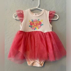 ⭐️Nicole Miller worth the wait pink skirted tutu bodysuit size 6-9 months